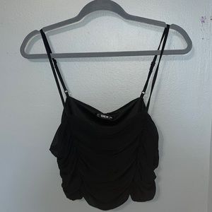 Shein Plus Black Mesh Ruched Crop Top